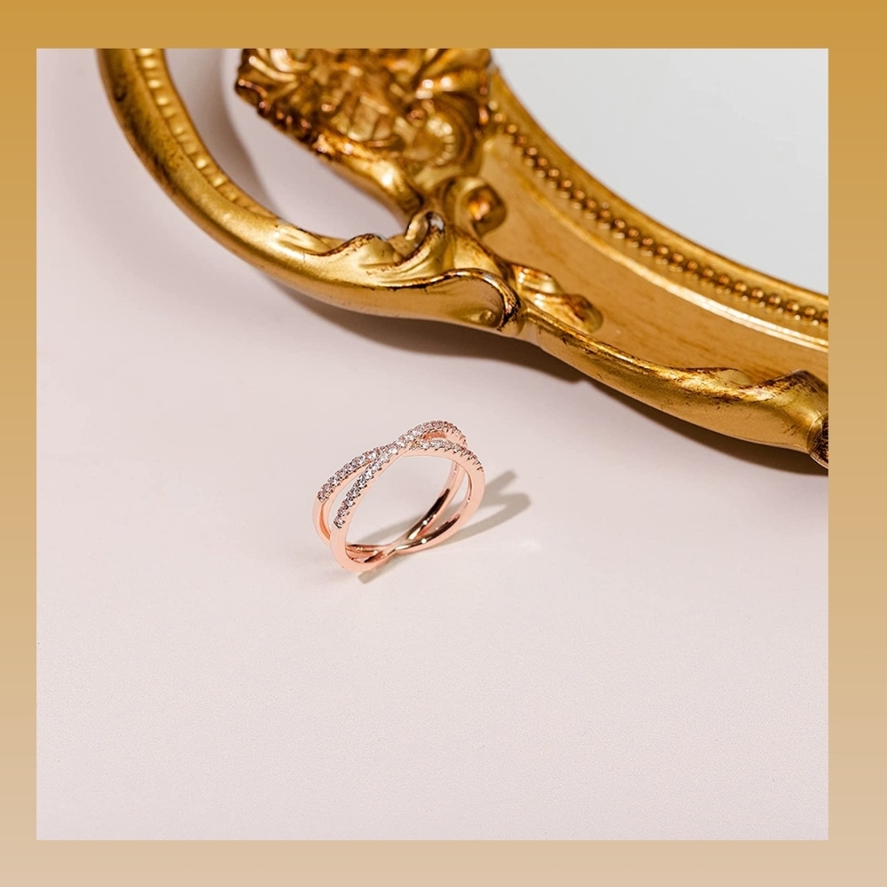 14k Rose Gold Plated Criss Cross Ring